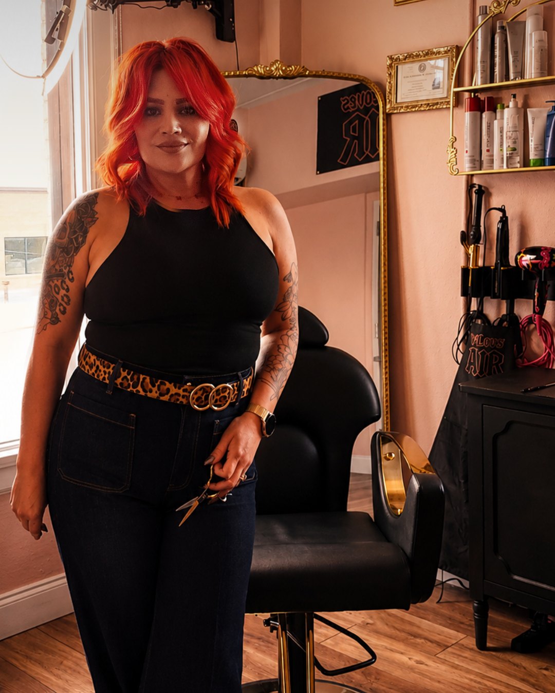 Lizzy, custom hair artist, in her downtown Seguin studio